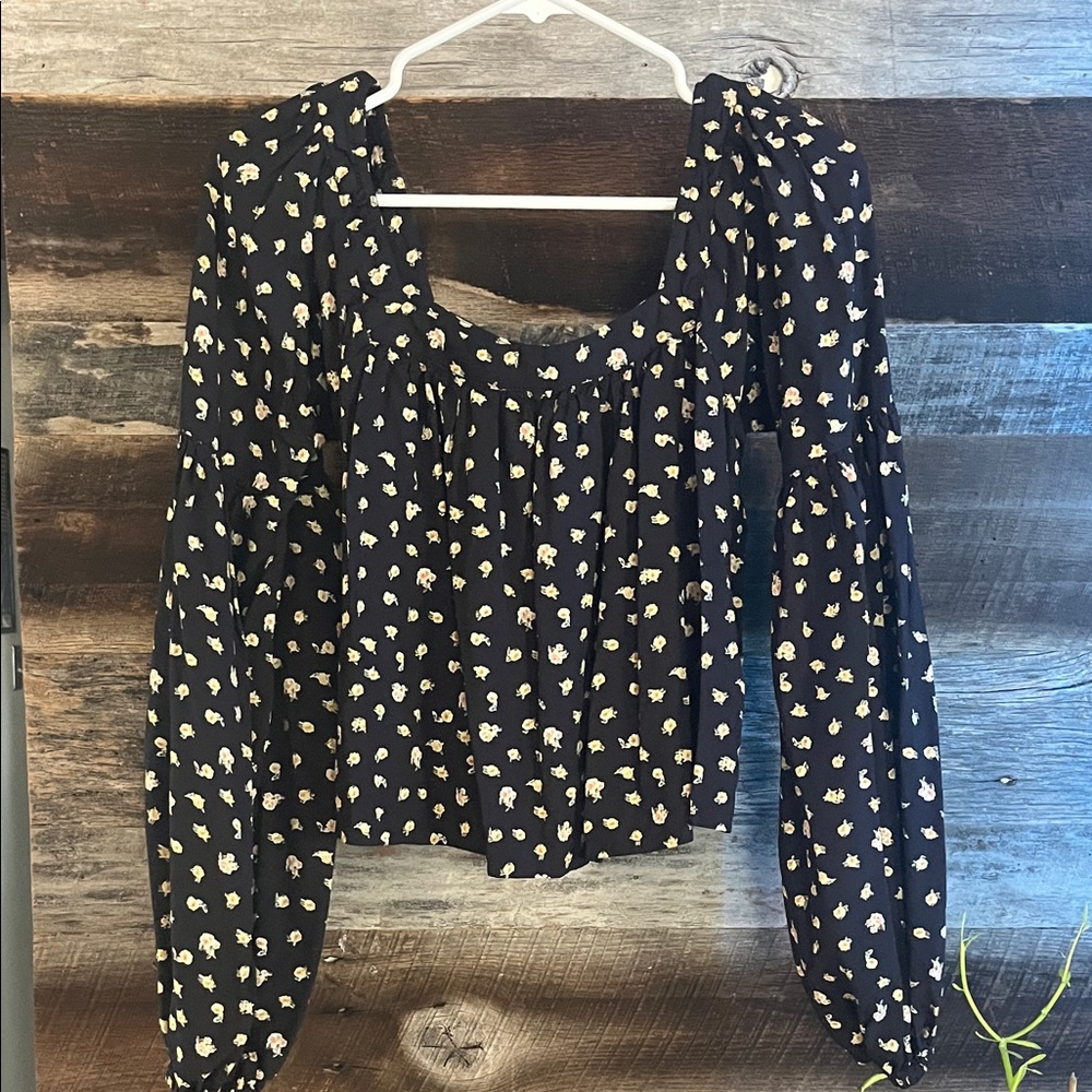 Billabong Black Floral Blouse